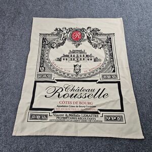 Chateau Rousselle Tea Towel Cream Black Wine Label French Cream Bordeaux Decor